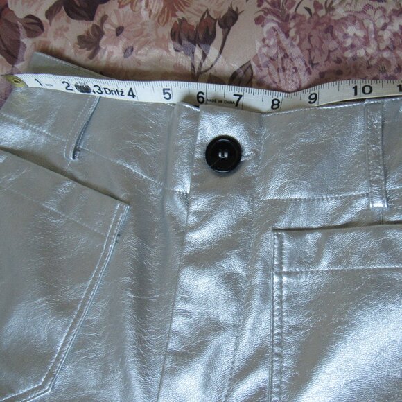 Maeve By Anthropologie Pants Womens,sz. 25P Wide Leg,Faux Leather,Silver - Picture 8 of 12